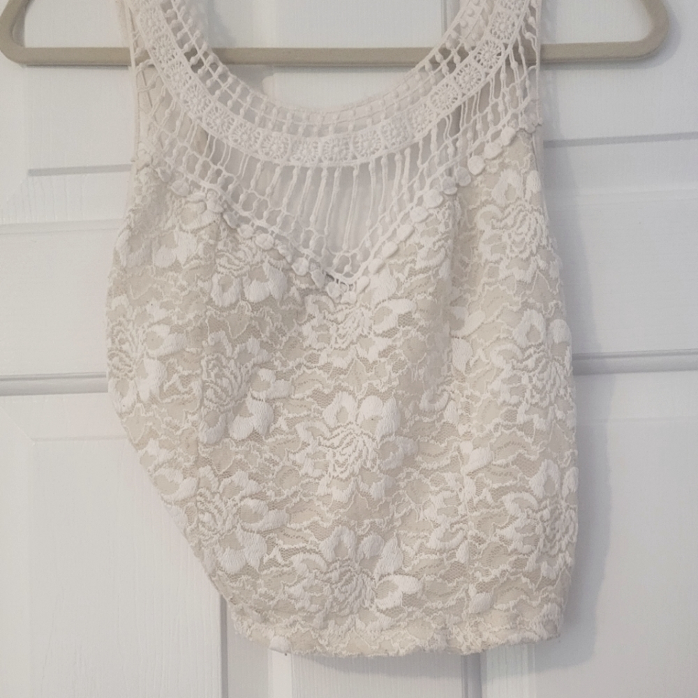 Cream lace crop top
